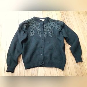 Le Chateau Women's Junior Vintage Black Lambswool/Angora Blend Sweater. Size 1